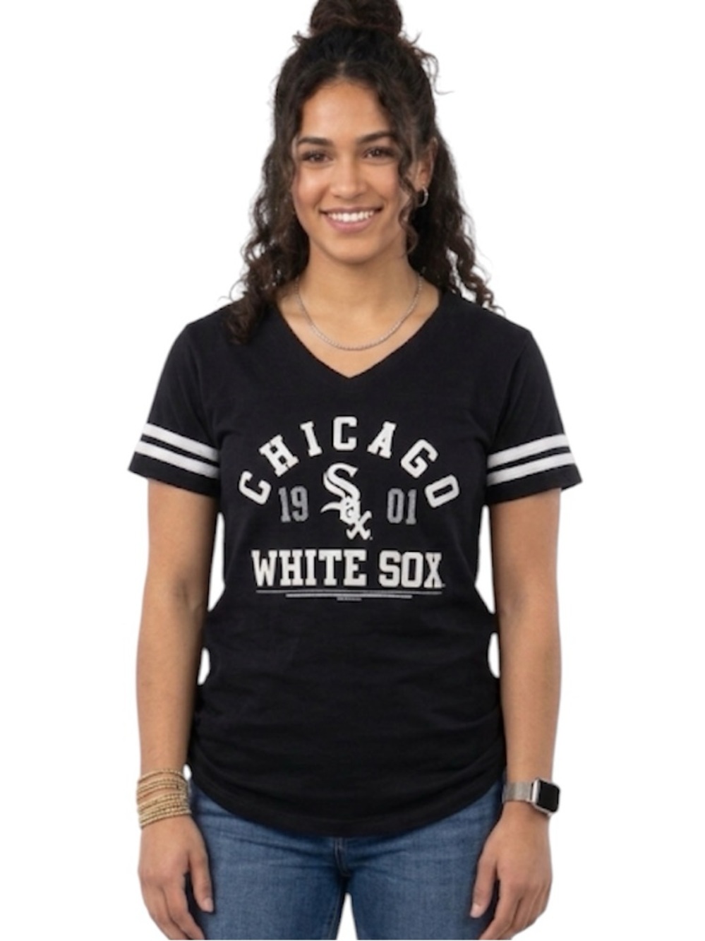 Chicago White Sox Women’s Black & White Short Sleeve Cotton Tshirt Size: Medium